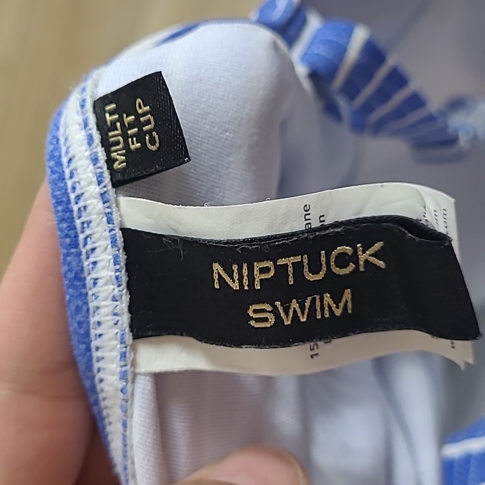 Niptuck Blue Striped One Piece Swimsuit Size10 - Picture 3 of 5